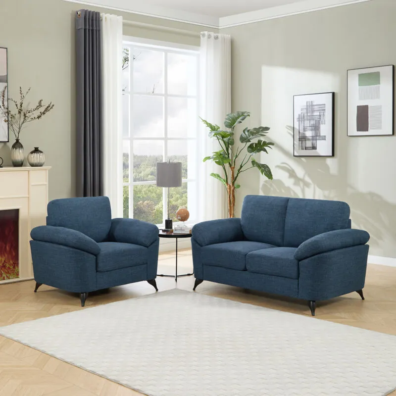 MORE4HOMES Malmo Modern Scandi Style Fabric Living Room 1+2 Seater Sofa Set Blue
