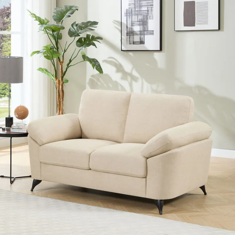 MORE4HOMES Malmo Modern Scandi Style Fabric Living Room 2 Seater Sofa Beige