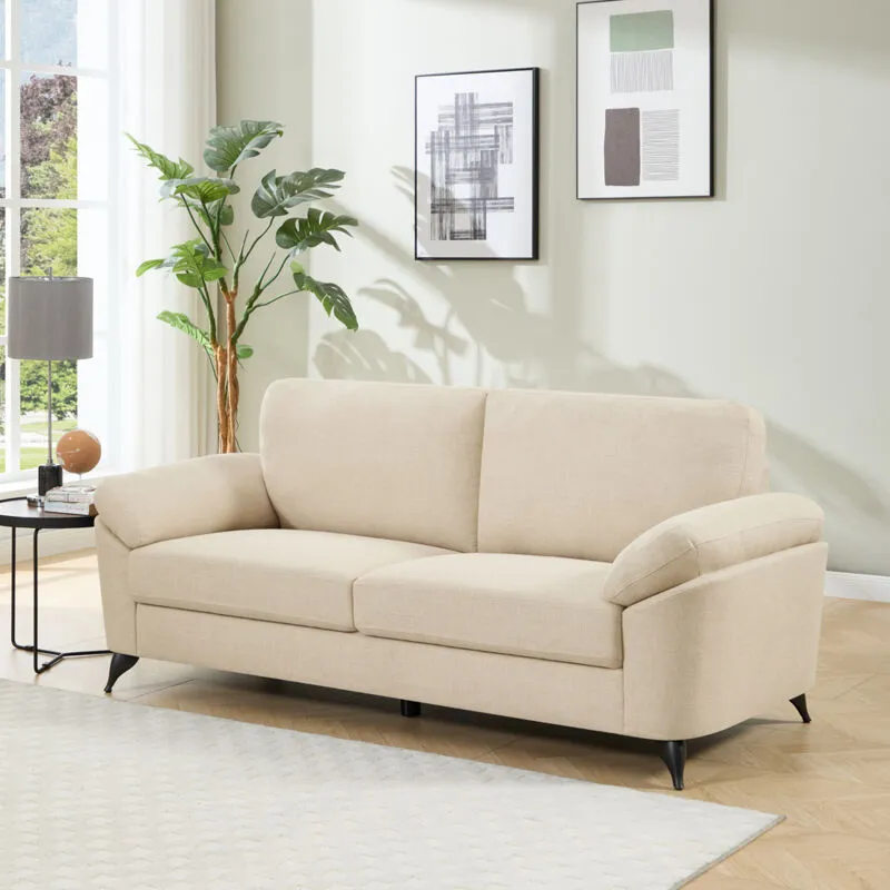 MORE4HOMES Malmo Modern Scandi Style Fabric Living Room 3 Seater Sofa Beige