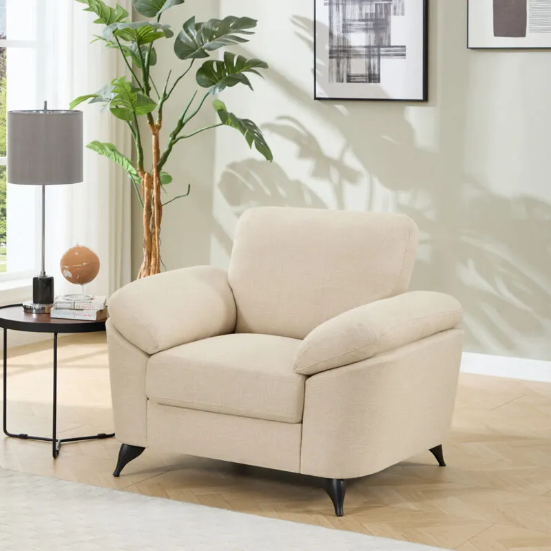 MORE4HOMES Malmo Modern Scandi Style Fabric Living Room Chair Beige