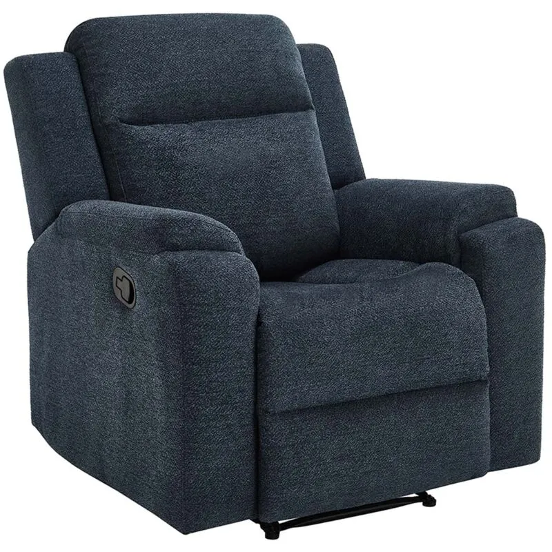 MORE4HOMES Orka 1 Seater Fabric Manual Recliner Chair (Blue)