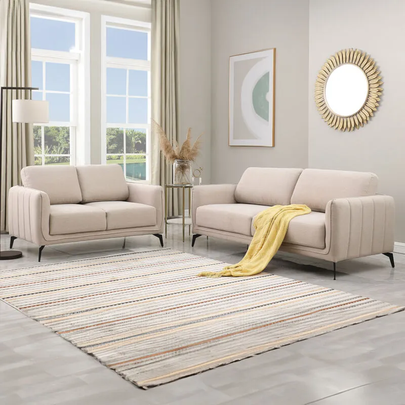 MORE4HOMES Oslo Modern Scandi Style Fabric Living Room 2+3 Seater Sofa Set Beige