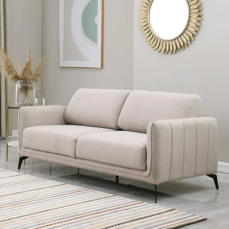 MORE4HOMES Oslo Modern Scandi Style Fabric Living Room 3 Seater Sofa Beige