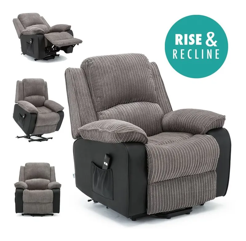 MORE4HOMES Postana Grey Rise Recliner Fabric Armchair