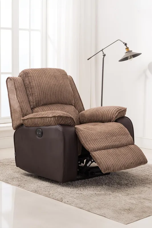 More4Homes Postana Jumbo Cord Electric Recliner in Brown Brown