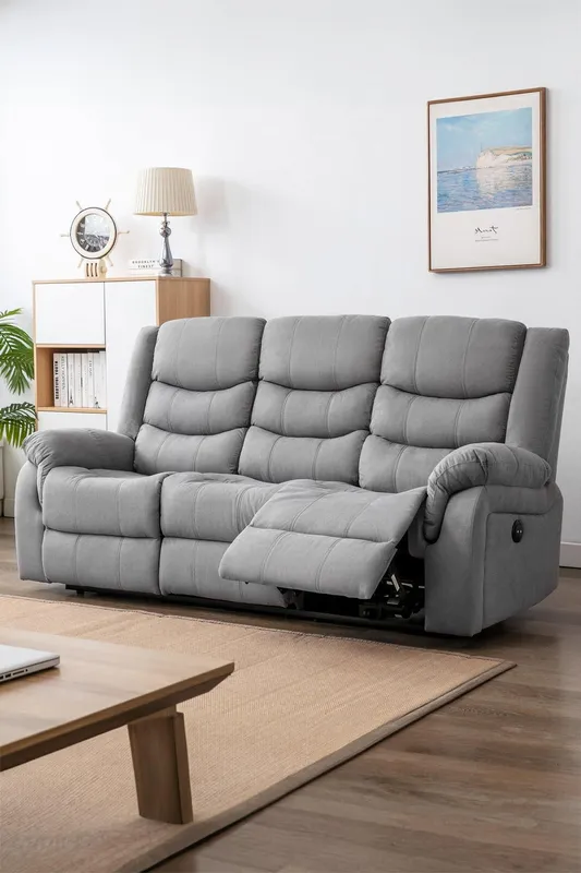 More4Homes Seattle 3 Seater Fabric Manual Recliner Sofa in Grey Grey