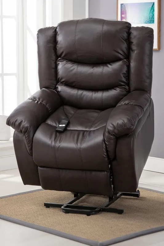 More4Homes Seattle Electric Single Motor Rise Recliner Bonded Leather Chair in Brown Brown