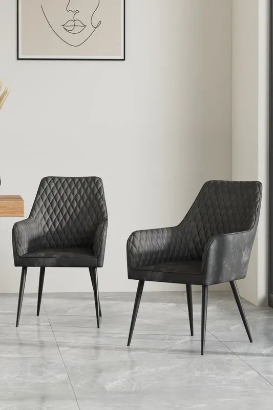 More4homes - set of 4 ella technology fabric dining chair modern padded seat metal legs