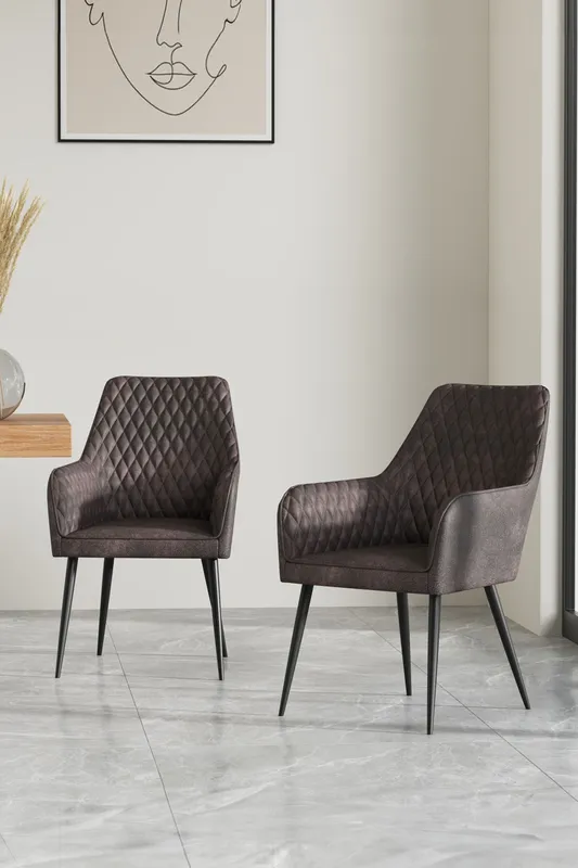 More4Homes Set Of 8 Ella Technology Fabric Dining Chair in Brown Brown