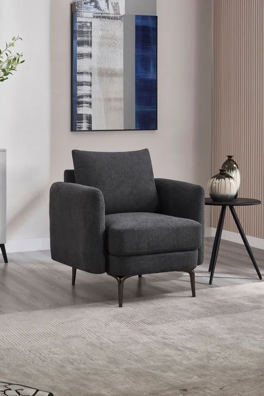 More4Homes Sofia 1 Seater Fabric Sofa in Charcoal Charcoal