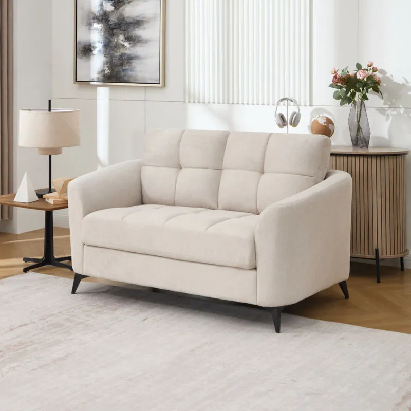 MORE4HOMES Solna 2 Seater Scandi Style Fabric Living Room Sofa (Beige)