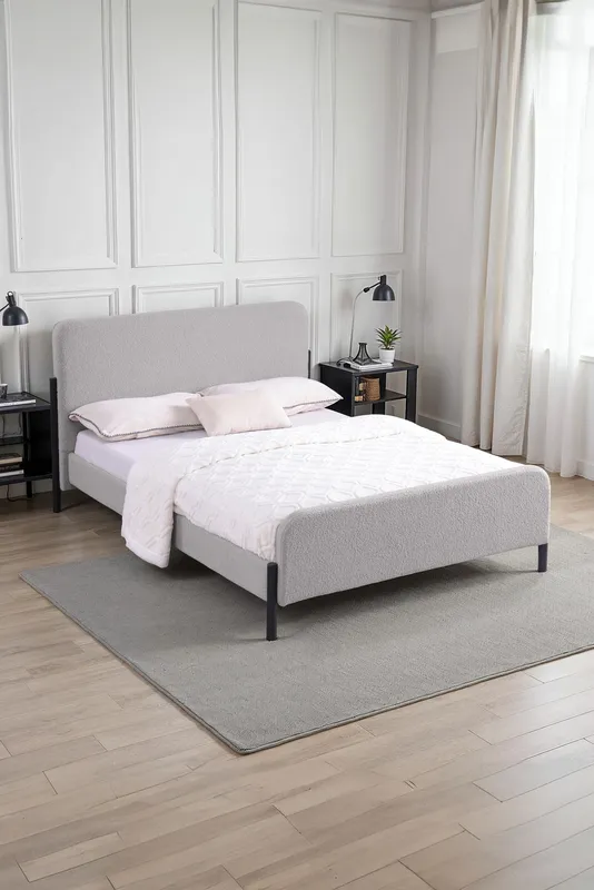 More4Homes Thetford Boucle Fabric Double Bed Frame in Light Grey Size: King Light Grey King