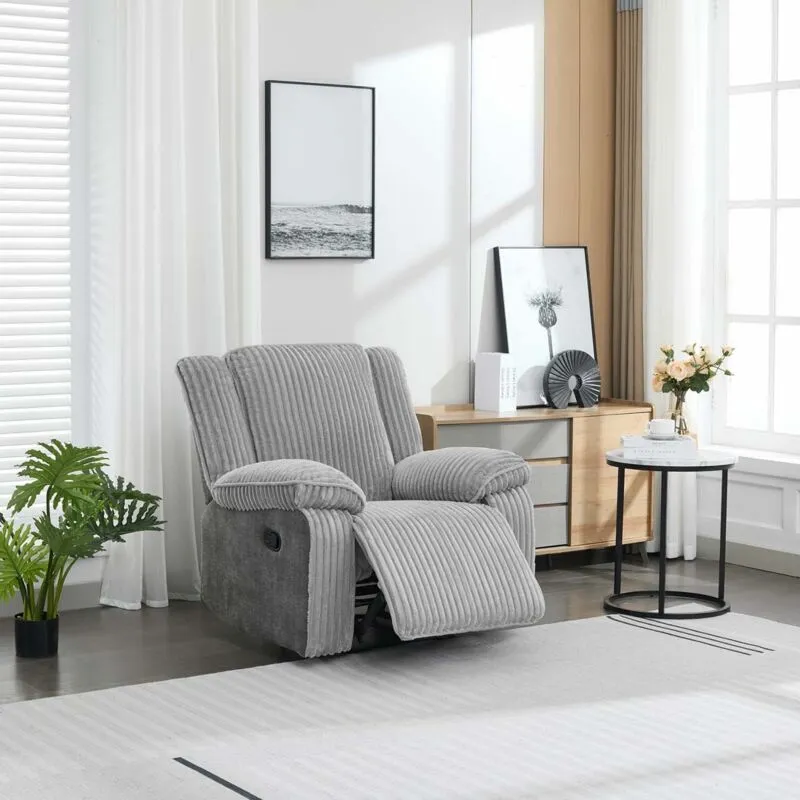 More4homes - Verona Jumbo Cord Manual Recliner Chair (Grey)