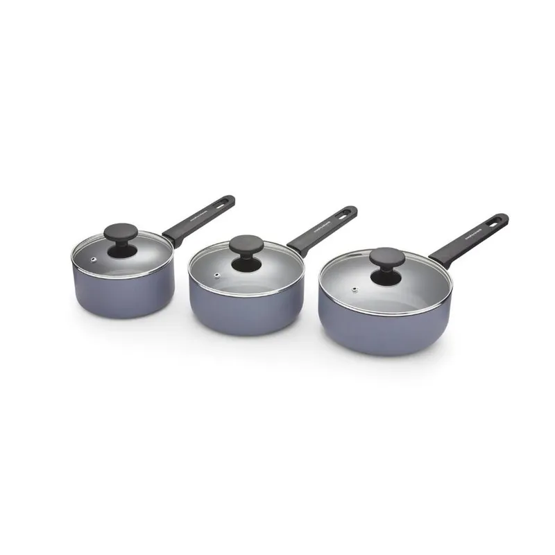 Morphy Richards 3 Piece Aluminium Saucepan Set in Grey Size: Medium - Grey - Size: M