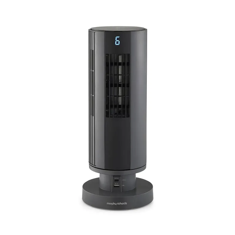 Morphy Richards Unisex Air Flex 14" Tower Fan w/ Built-In Device Charger in Grey Grey One Size female