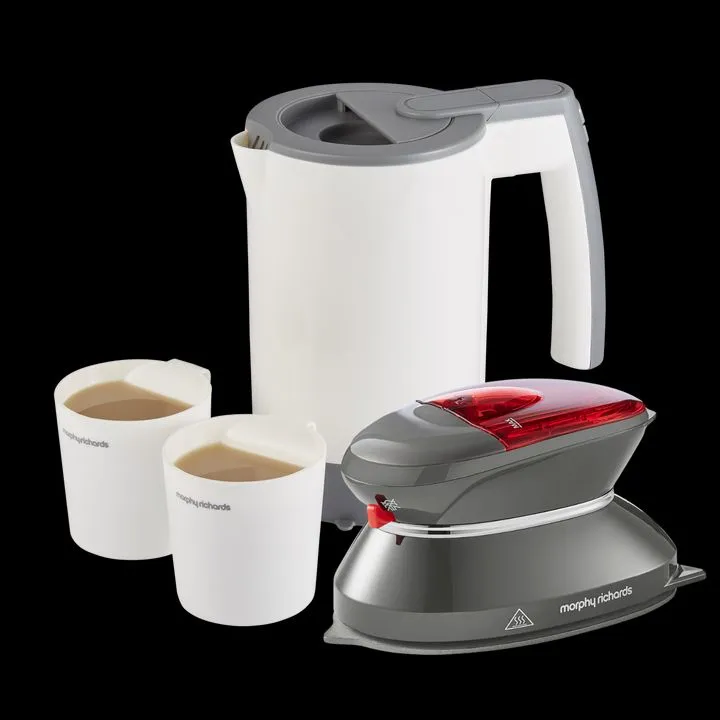 Morphy Richards Travel Iron & Travel Kettle Set in Grey Size: 2 Pack Grey 2 Pack