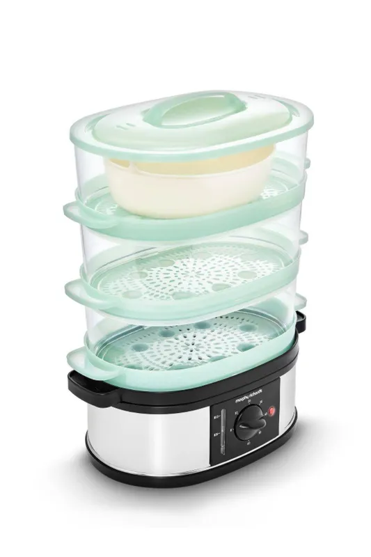 Morphy Richards 3 Tier Food Steamer in Black - Black - Size: One Size