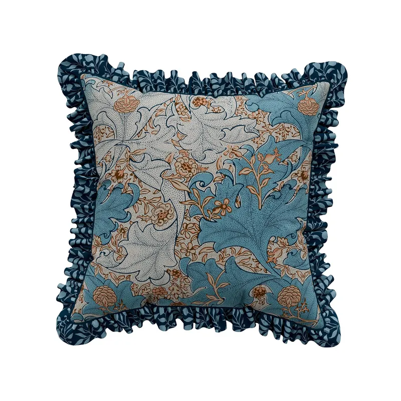 Morris & Co Unisex 'Bird' Cotton Cushion in Blue Size: 50cm x 50cm Blue female