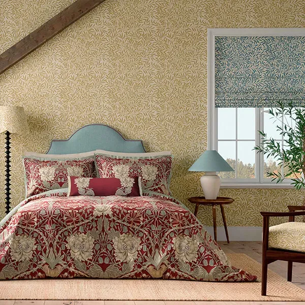 Morris & Co Honeysuckle & Tulip Duvet Cover Single Red Gold
