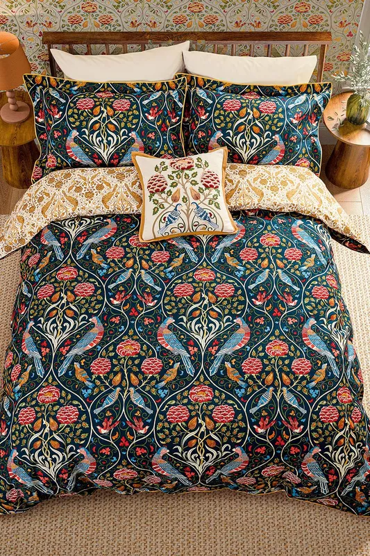 Morris & Co Seasons By May Double Duvet Cover Set, Indigo