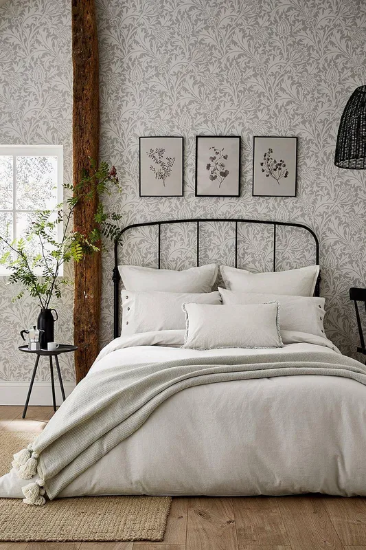 Morris & Co 'Pure Linen Cotton' Duvet Cover in Silver Size: King - Silver - Size: King