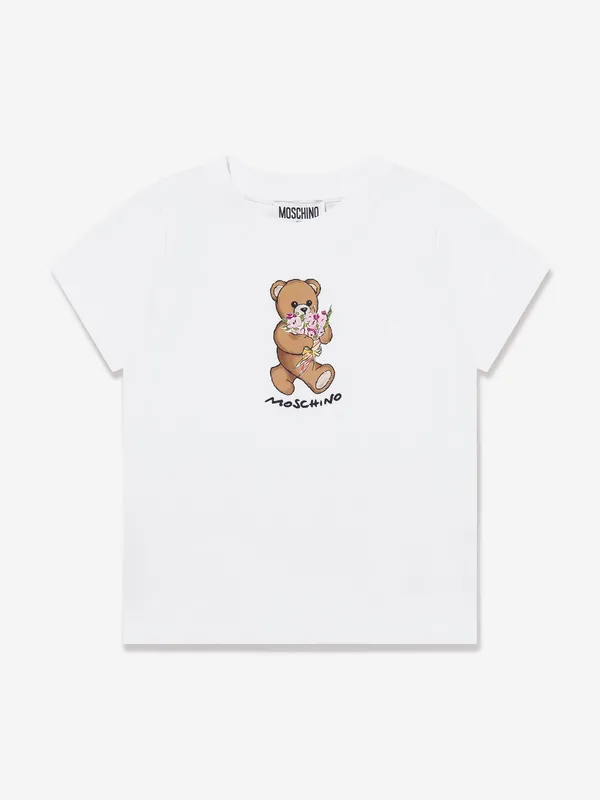 Moschino Girls Teddy Bear T-Shirt in White