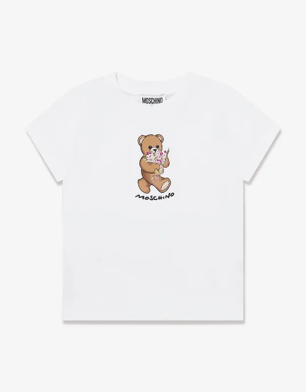 Moschino Girls Teddy Bear T-Shirt in White - Size: 4 years
