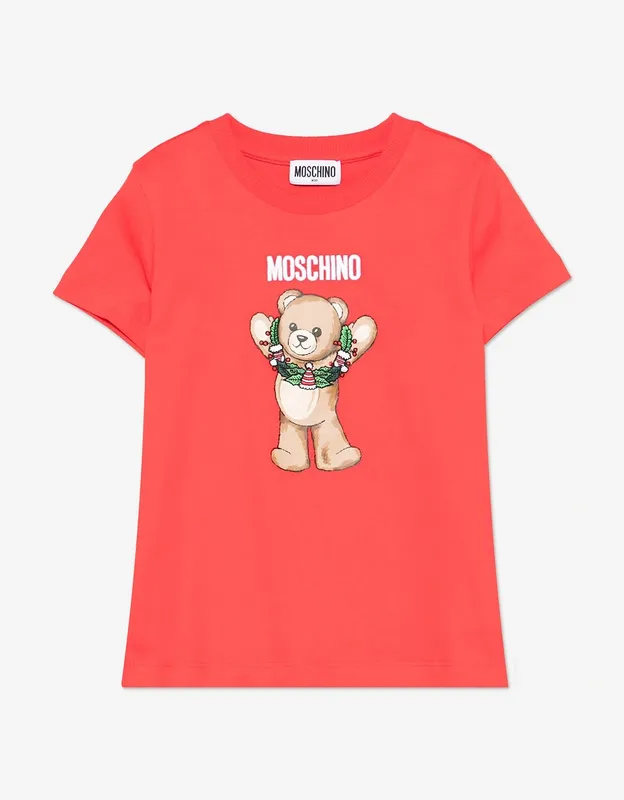 Moschino Kids Seasonal Teddy T-Shirt in Red - Size: 10 yrs