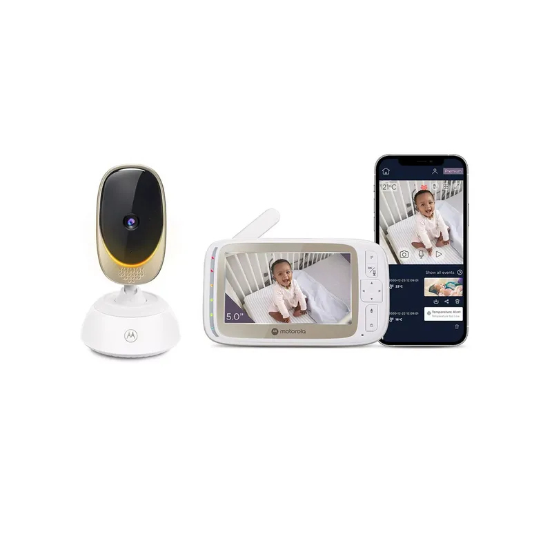 VM85 5” Smart WiFi Video Baby Monitor Full HD Camera, 2-Way Talk, Infrared Night Vision, Remote Pan & Tilt, Compatible with Motorola Nursery App, New