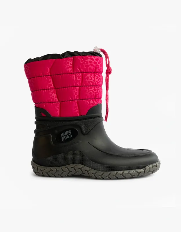 Women's Mud Dogs Nordic Womens Warm Lined Boots Pink/Black Leopard - Size: 6.5