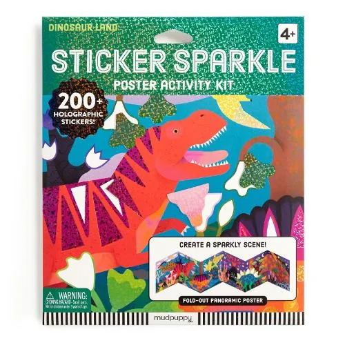 Mudpuppy Dinosaur Land Sticker Sparkle Poster Activity Kit