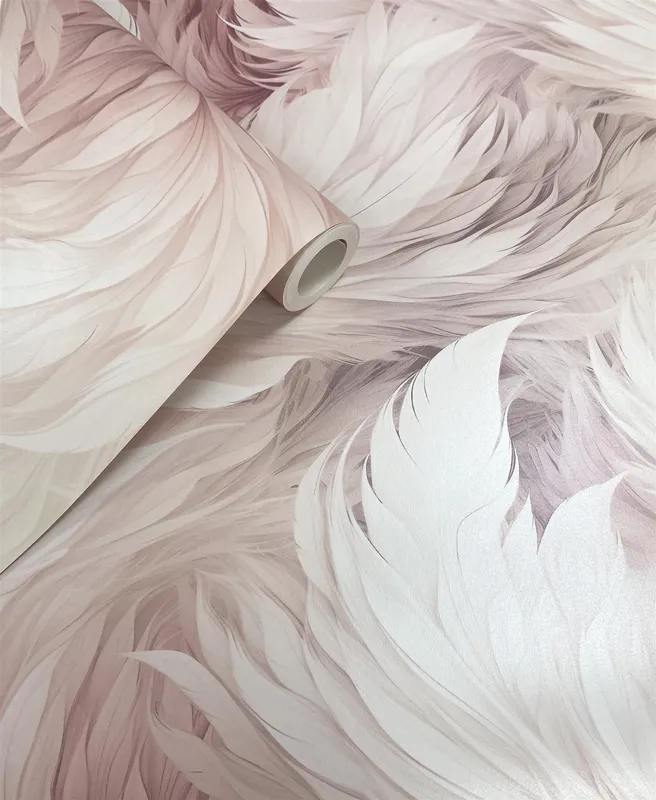 Muriva Plumes Feathers Wallpaper in Pink Pink