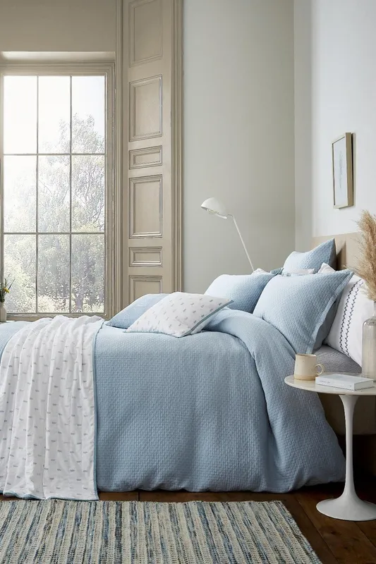 Murmur 'Hush' Cotton Percale Duvet Cover in Blue Size: Double Blue Double