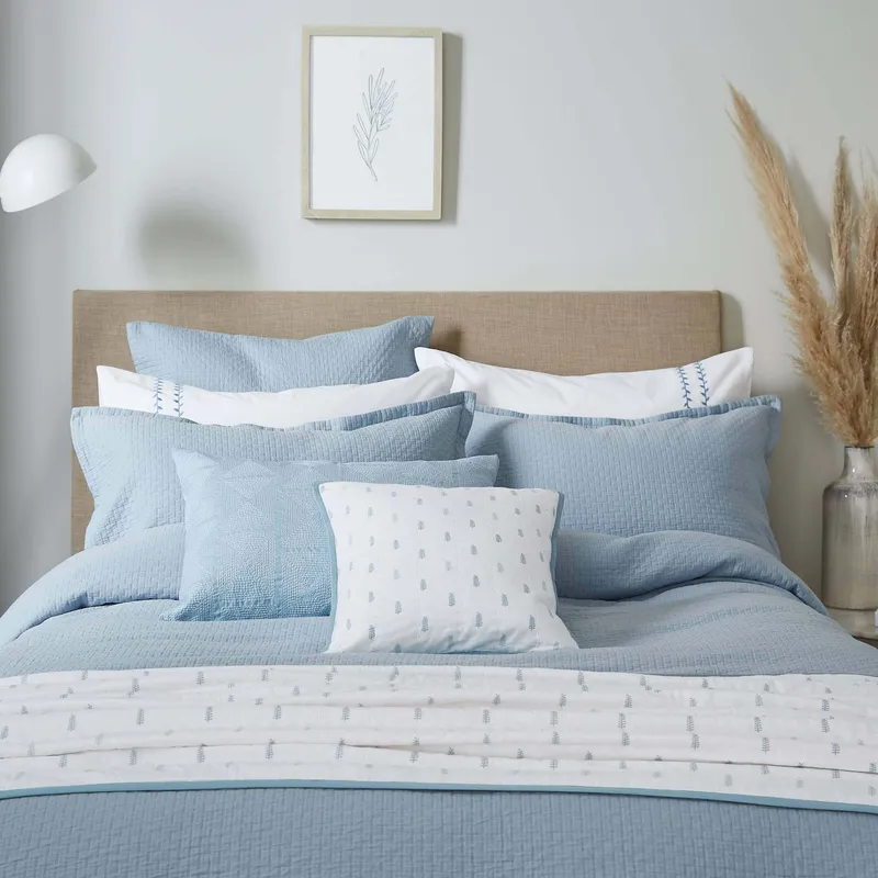Murmur 'Hush' Cotton Percale Duvet Cover in Blue Size: Single Blue Single