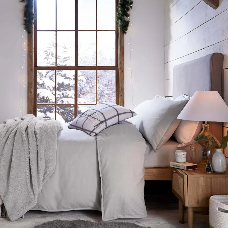 Murmur Laila Brushed Cotton Double Duvet Cover, Cloud Grey