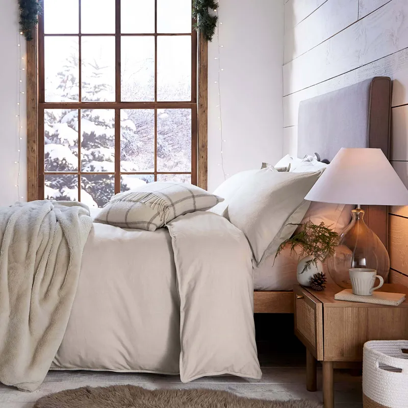 Murmur Laila Brushed Cotton Double Duvet Cover, Linen