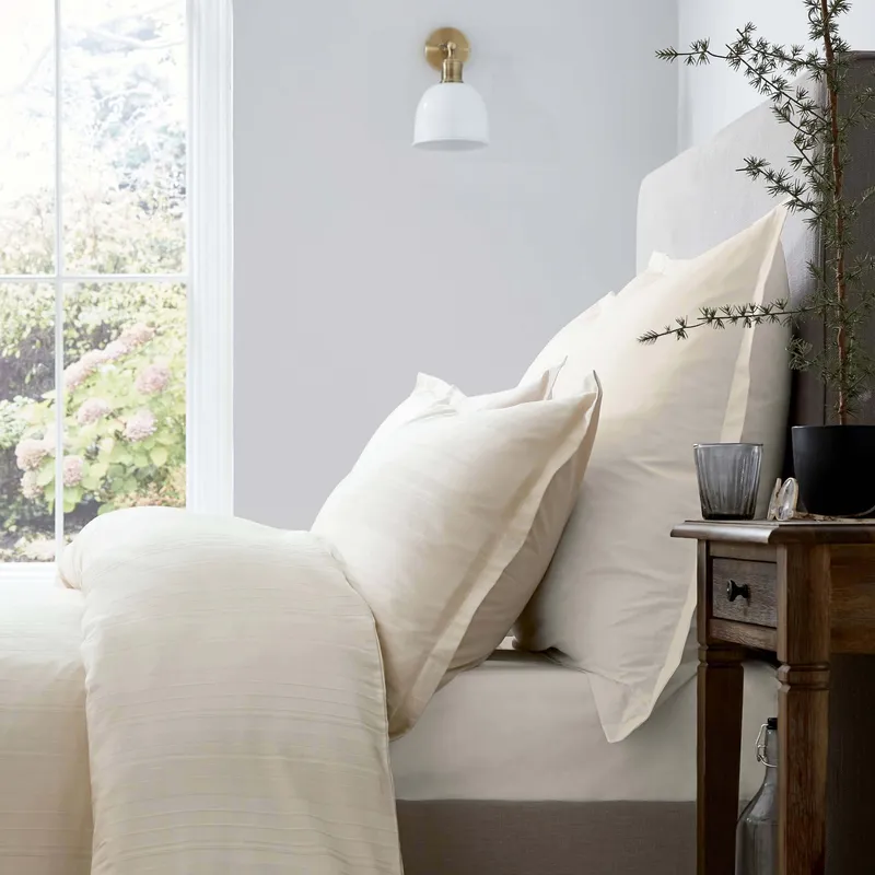 Murmur 'Seren' Cotton Sateen Duvet Cover in Ivory Size: Double Ivory Double