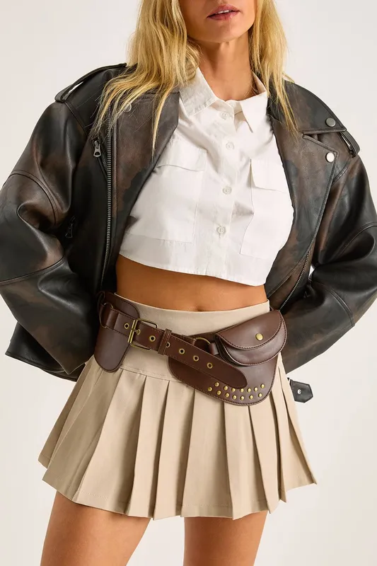 Nasty Gal Women's Studded Fashion Waist Belt in Brown Brown female