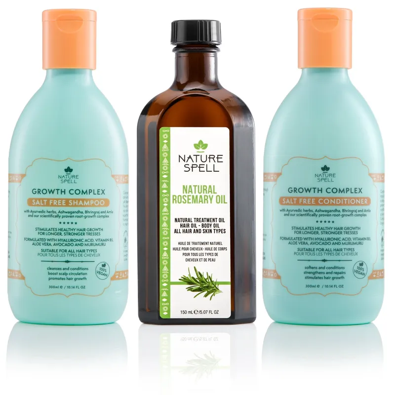 Nature Spell Rosemary Oil with Hair Growth Shampoo & Conditioner Set in Green Green