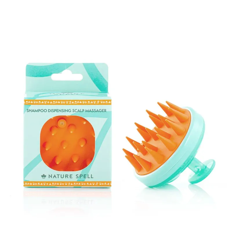 Nature Spell Unisex Shampoo Dispensing Scalp Massager in Green Green female