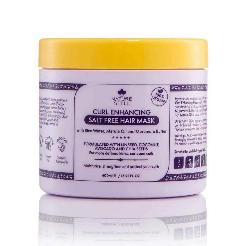 Nature Spell Women's Curl Enhancing Salt Free Hair Mask 400ml in Clear Clear
