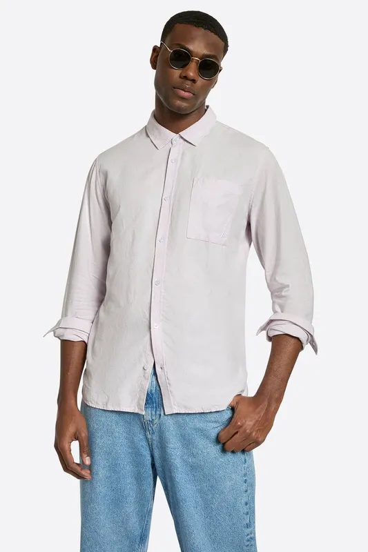 Nautica Men's Barias Ls Shirt in Lilac Size: XL Lilac XL