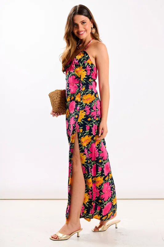 Needs No Label Women's Pink Floral Maxi Dress Size: 16 Pink 16