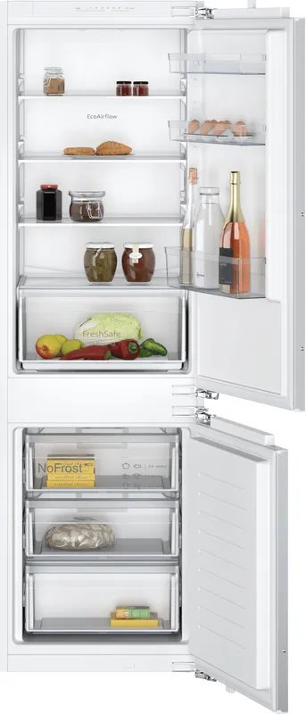 Neff N30 Fixed Door KI7861FE0G 177cm 60/40 Integrated Fridge Freezer with Fixed Door Hinge - White - E Rated, White
