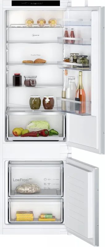 Neff N50 KI5872SE0G 177cm 70/30 Integrated Fridge Freezer with Sliding Door Hinge - White - E Rated, White