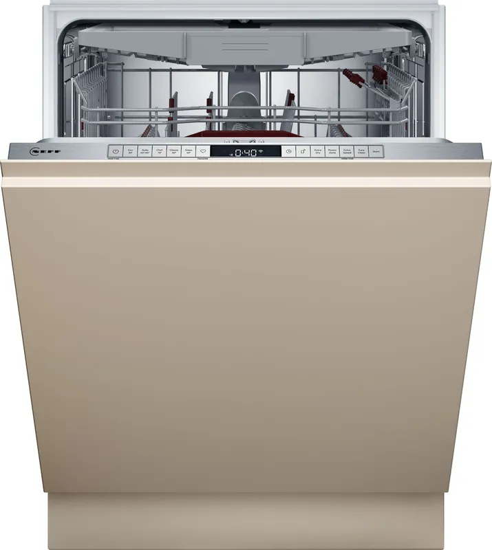 Neff N50 S195HCX02G Fully Integrated Full Size Dishwasher - Stainless Steel Control Panel with Sliding Door Hinge Kit - D Rated, Stainless Steel