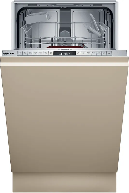 Neff N50 S875HKX21G Wifi Connected Fully Integrated Slimline Dishwasher - Stainless Steel Control Panel with Sliding Door Hinge Kit - E Rated, Stainless Steel
