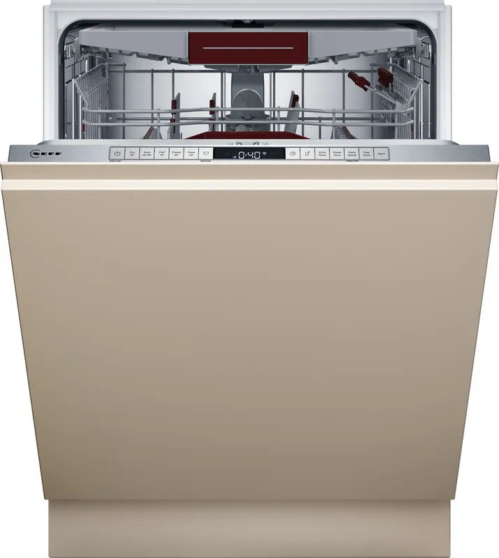 Neff N70 S187ZCX03G Wifi Connected Fully Integrated Full Size Dishwasher - Stainless Steel Control Panel with Fixed Door Hinge Kit - B Rated, Stainless Steel