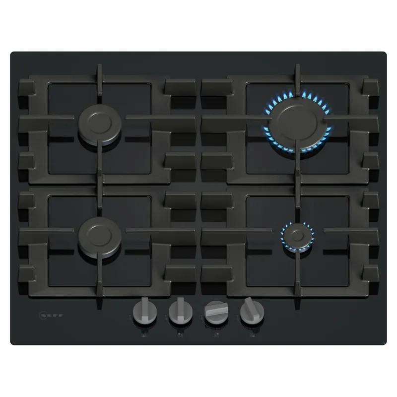 Neff T26NKP4S0 60cm N50 4 Burner Gas On Glass Hob - Black