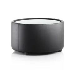 Neo Round Table Black Leather with Glass Top